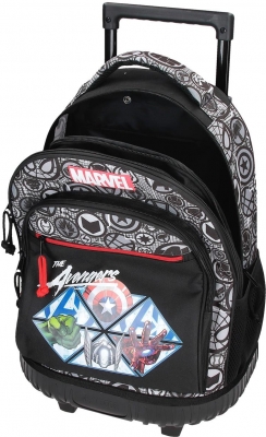 Ghiozdan troler baieti, Marvel Avengers Heroes, 2 compartimente, negru